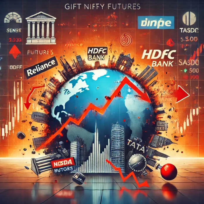A visual representation of the Indian stock market with Sensex and Nifty showing a potential weak start.